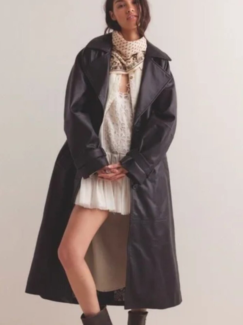 We The Free Rock It Leather Trench Coat